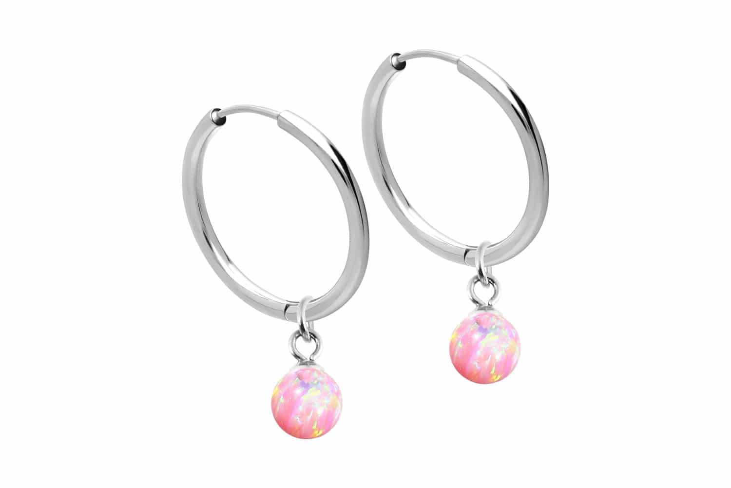 Chirurgenstahl Ohrclicker Creolen SYNTHETISCHER OPAL von Piercingline